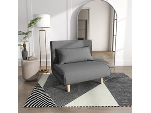 Canapé droit convertible ULEVR  1 place Polyester gris