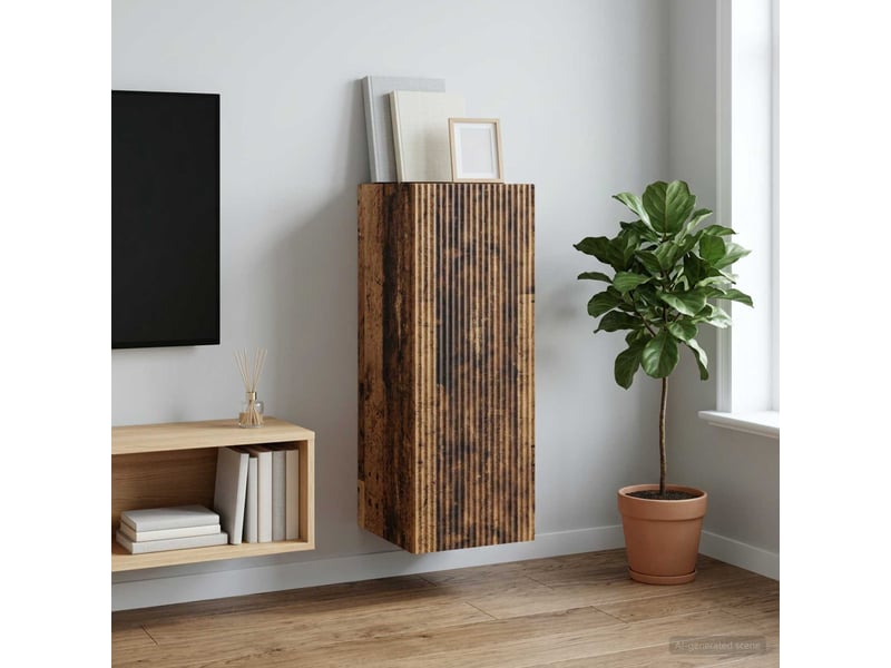  Armoire murale salon 33x34,5x90cm bois d'ingénierie bois ancien shl4464  - Conforama B