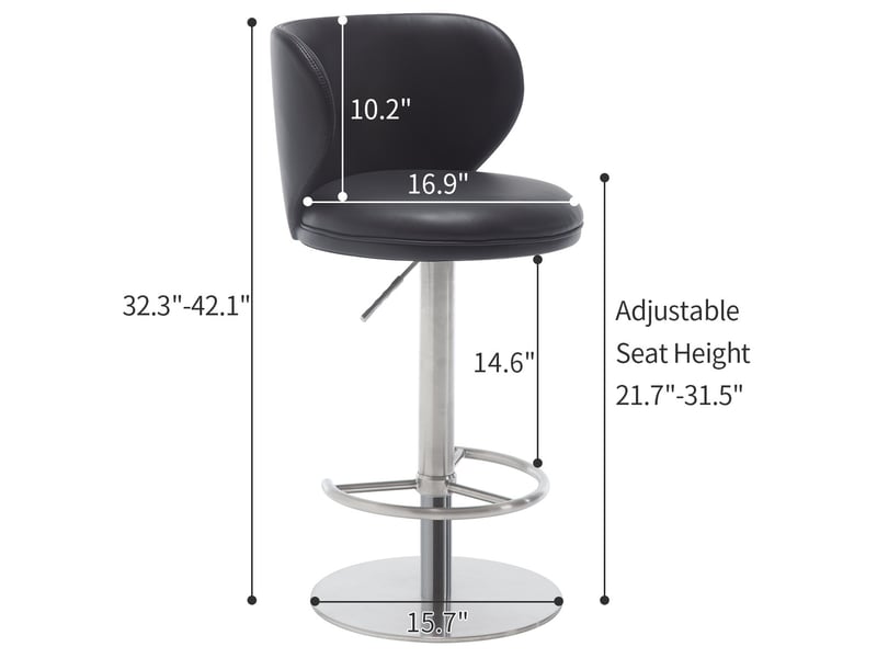  Tabouret de bar 52.5x52.5x116 cm pivotant réglable en hauteur métal noir  - Conforama E