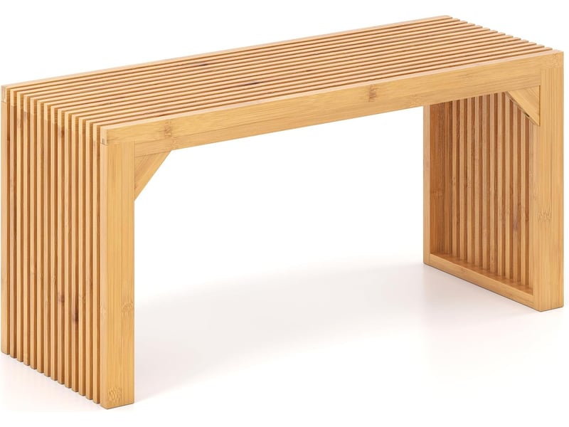 Costway banc bout de lit en bambou, banquette avec plateau à lattes, charge 300kg, 90 x 33 x 43 cm (naturel) - Conforama A