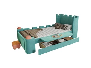 Lit avec rangement 90x200 cm <strong>OKWISH</strong>  <strong></strong> coloris vert