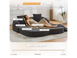 Canapé 2 places, avec couchage d'appoint, avec coussins, en tissu chenille, coloris gris foncé, l157 x p84 x h65 cm, pour salon