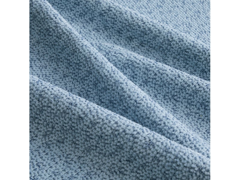 Canapé modulable l 3 places 288x165x79 cm, sans montage, granuleux, mousse 32d, avec pouf, tissu, bleu - Conforama E