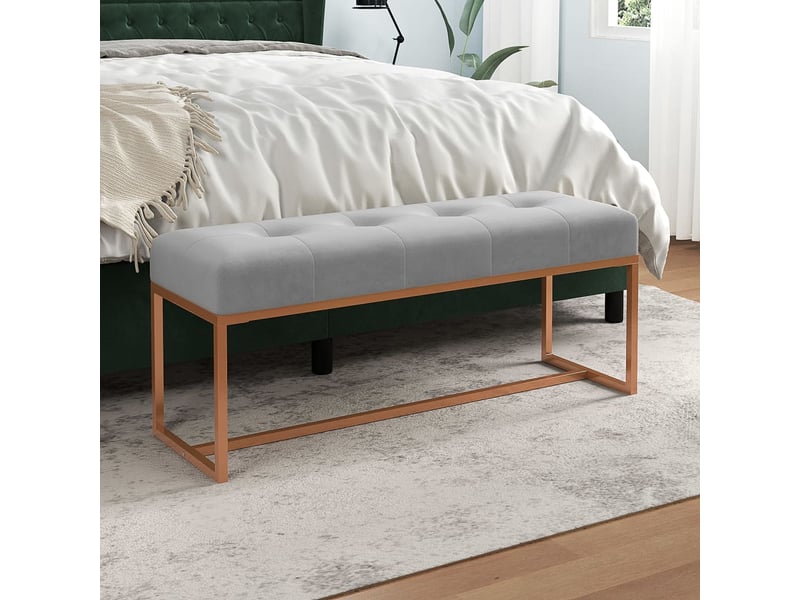  Banc chambre, banc de lit gris 110x36x45 cm velours  - Conforama B