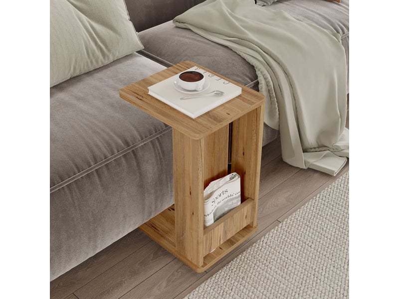  Table d'appoint à roulettes avec porte-revues tavok - bois neutre  - Conforama B