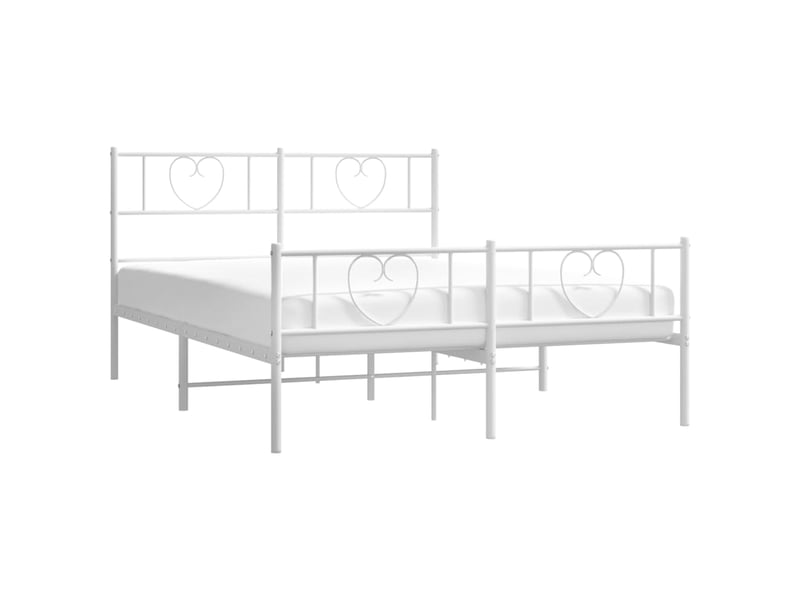  Lit double- lit adulte -  cadre de lit métal sans matelas et pied de lit blanc 140x200 cm  - Conforama B