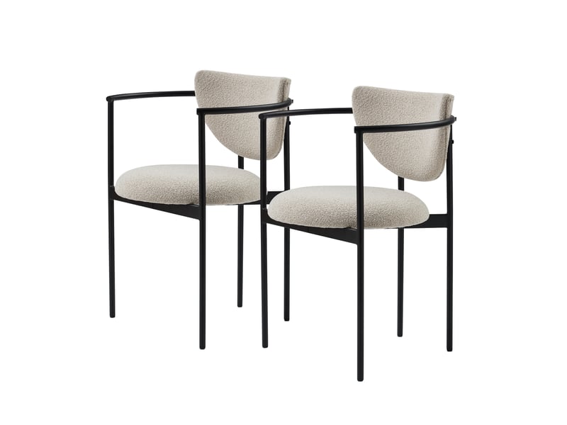  Lot de 2 chaises de salle à manger scandinaves khaki en tissu et métal  - Conforama A