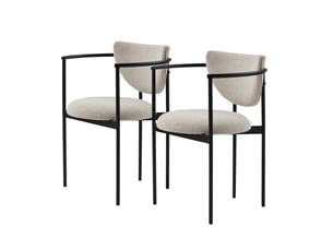 Lot de 2 chaises de salle à manger scandinaves khaki en tissu et métal