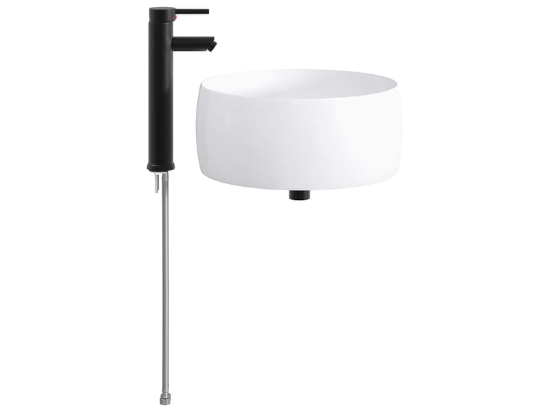  Lavabo avec robinet et évacuation noir mat 38.5x38.5x16 cm  - Conforama E