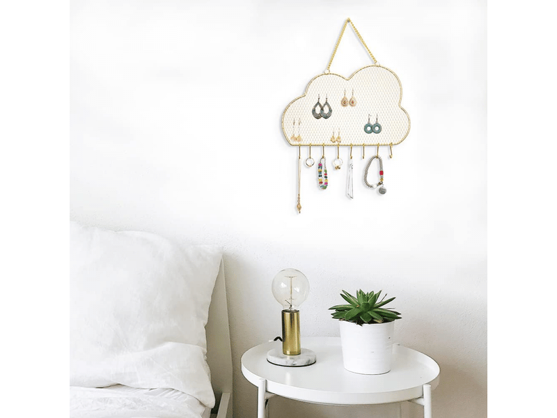 (nuages)organiseur de bijoux suspendu, présentoir mural en métal pour boucles d'oreilles et colliers,cadeau pour les s et les femmes - Conforama D