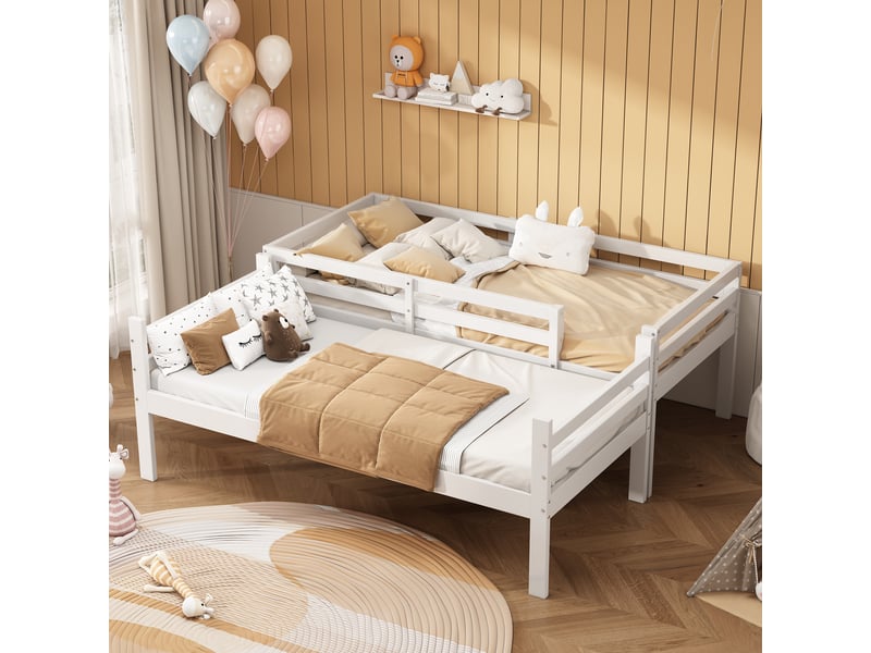 Lit superposé 90x200cm coloris blanc lit enfant blanc - Conforama E