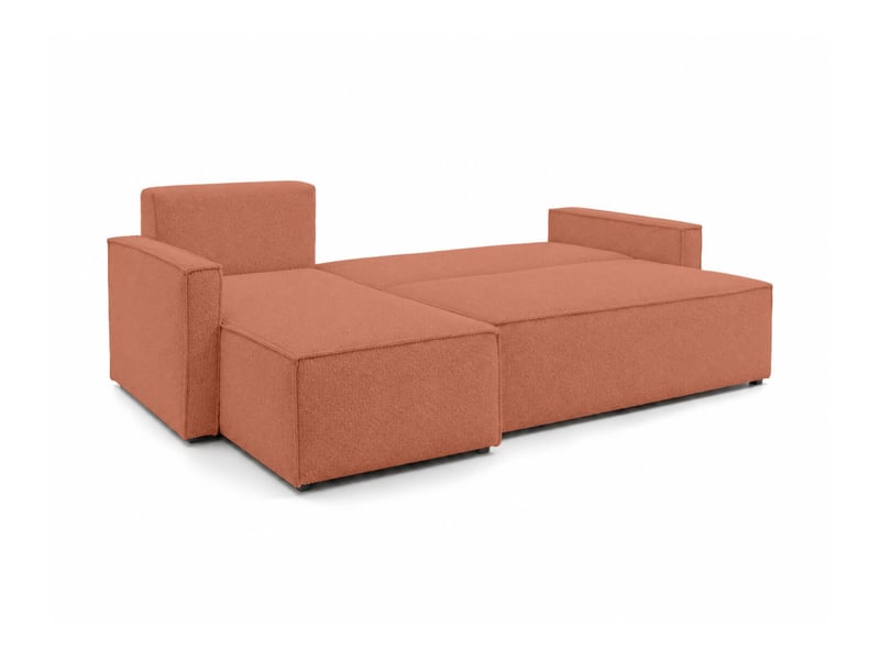  Farah - canapé d'angle reversible convertible 4 places accoudoirs slim en tissu bouclettes généreuses  - Conforama C