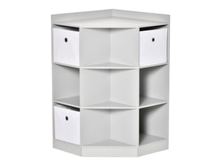 Étagère de rangement pour enfants, 3 tiroirs en non-tissé, mdf, stable, grise