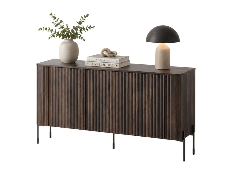  Buffet susegana, meuble 3 étagères, 150x40x80h cm brun noyer Susegana - Conforama A