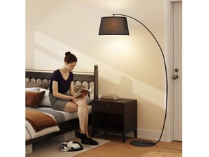 Lampe à pied arc moderne en métal noir - éclairage élégant pour salon, salle à manger et chambre