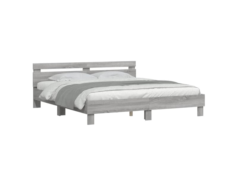  Lit double- lit adulte -  cadre de lit avec led sans matelas sonoma gris 200x200 cm  - Conforama B