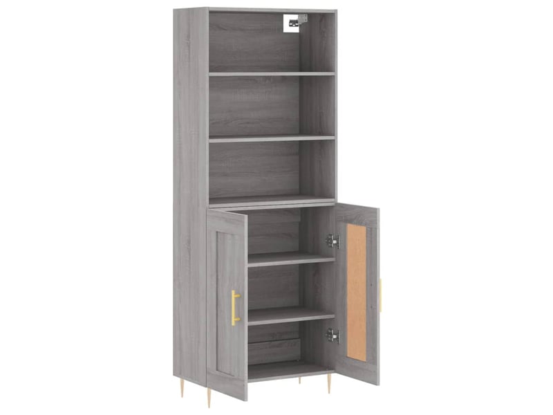  Buffet haut - bahut - meuble de rangement sonoma gris 69,5x34x180 cm bois d'ingénierie  - Conforama D
