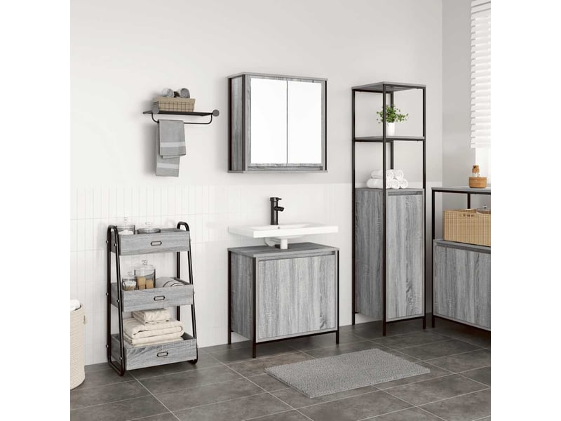  Ensemble de meubles de salle de bain 2 pcs en bois d'ingénierie gris sonoma  - Conforama B