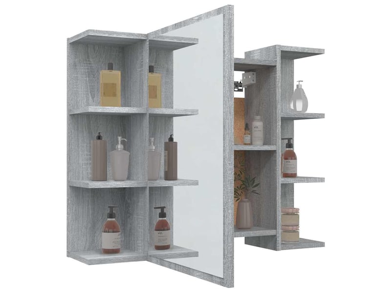  Armoire à miroir de salle de bain sonoma gris 80x20.5x64cm bois  - Conforama D