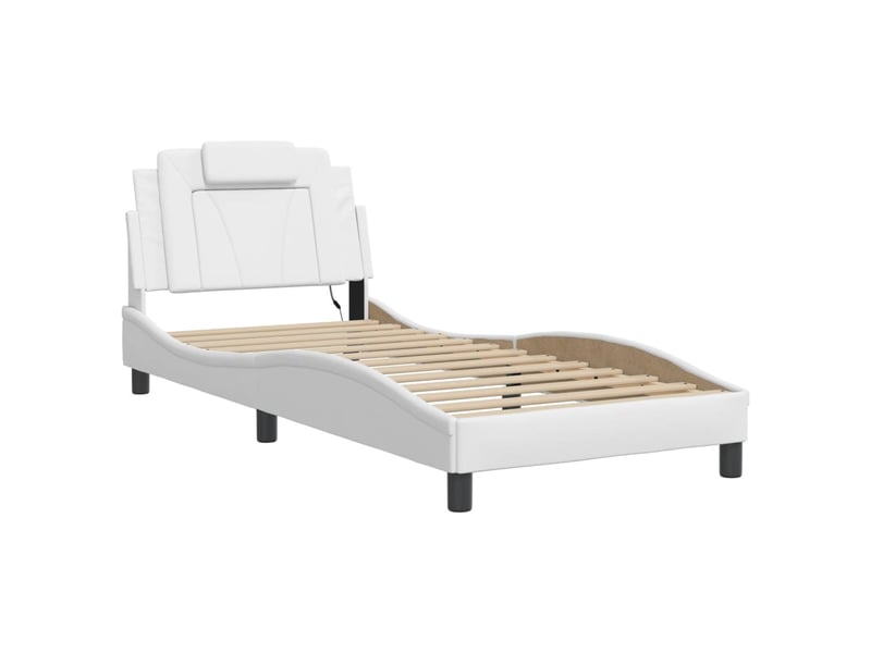  Lit simple- lit adulte -  cadre de lit viana avec led sans matelas blanc 90x190 cm  - Conforama B