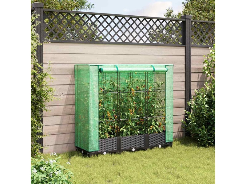  Jardinière - lit surélevé avec housse de serre aspect rotin 120 x 40 x 123 cm  - Conforama C
