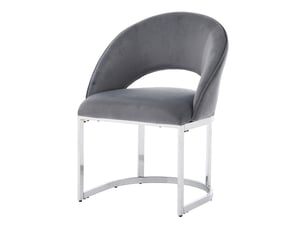 Lot de 2 chaises de salle à manger en velours gris avec pieds en métal argenté