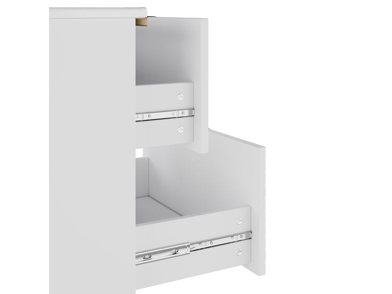 Meuble sous vasque suspendu blanc 61 cm avec vasque en céramique et 2 tiroirs à fermeture douce, style design - Conforama D