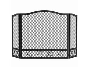 Pare-feu pliable, 3 pièces, 107 x 60 cm, métal noir