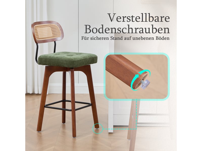 Fauteuil de salon - ensemble de 2 tabourets de bar pivotants à 360°, tabourets de bar de cuisine et de petit-déjeuner, vert - Conforama R