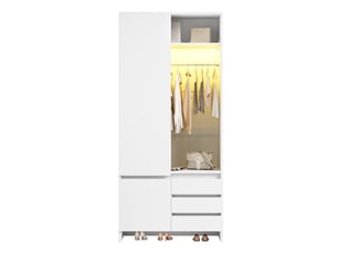 Armoire de chambre blanche avec panier à linge et led 90x50x200 cm