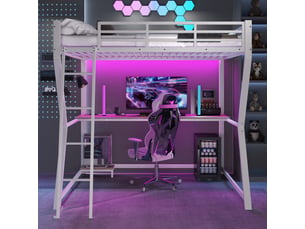 Lit mezzanine 140x200 cm <strong>ZOVIRA</strong> <strong></strong> coloris blanc
