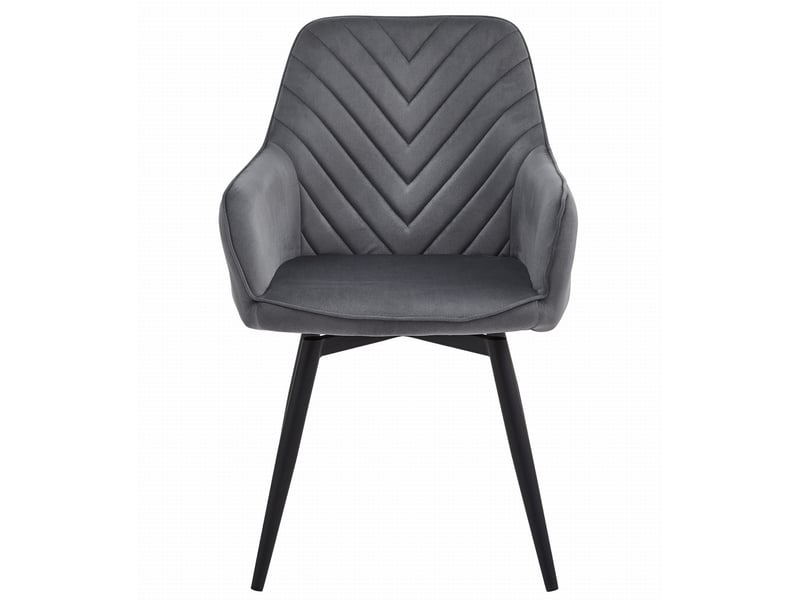 Family chaise - velours gris foncé pieds noirs x 2  - Conforama D