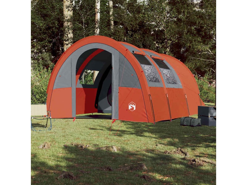 Tente de camping, tente tunnel 4 personnes gris et orange imperméable shl24094 - Conforama C
