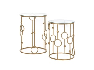 Table basse rond(e) coloris doré <strong>OKMYHOME</strong> <strong></strong> - 41 cmx36 cm