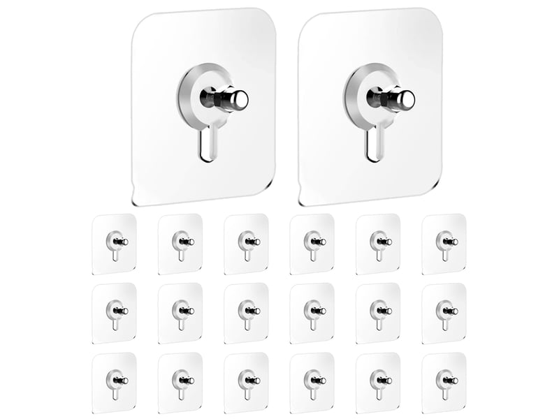 20pcs accroche tableau sans percer, attache cadre adhésif crochets, fixation murale transparente pour cadres, posters, décoratives - Conforama A