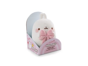 Peluche lapin molang rose et blanc avec noeud rose 24 cm