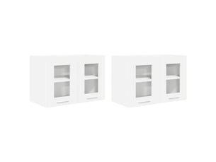 Meuble de rangement cuisine, armoire suspendue 2 pcs blanc bois d'ingénierie shl357