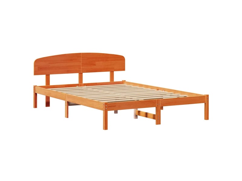 Lit double- lit adulte - cadre de lit avec tête de lit brun 160 x 200 cm pin massif - Conforama C