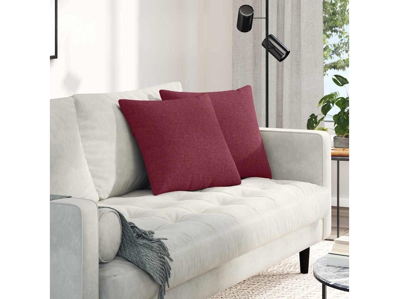  Lot de 2 coussins de canapé, coussins décoratifs tissu bordeaux 45 x 45 cm cf58797  - Conforama B