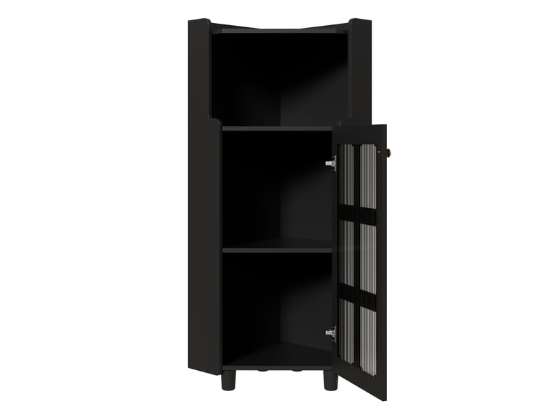  Meuble d’angle noir 63,5 × 124 cm, finition laquée, led avec app  - Conforama E