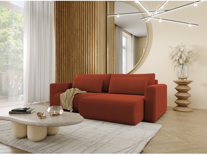  Canapé d'angle convertible 5 places welly rouge  - Conforama D