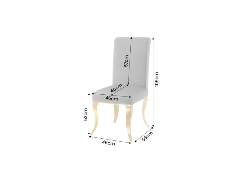  Lot de 2 chaises baroques velena en velours gris avec haut dossier et pieds dorés galbés  - Conforama C