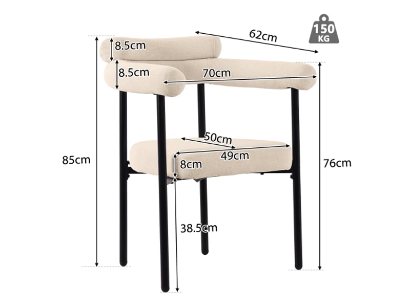  Ensemble table et chaises 5 pièces - 4 chaises daim crème - pieds en métal - chic et confortable - mobilier restaurant  - Conforama D