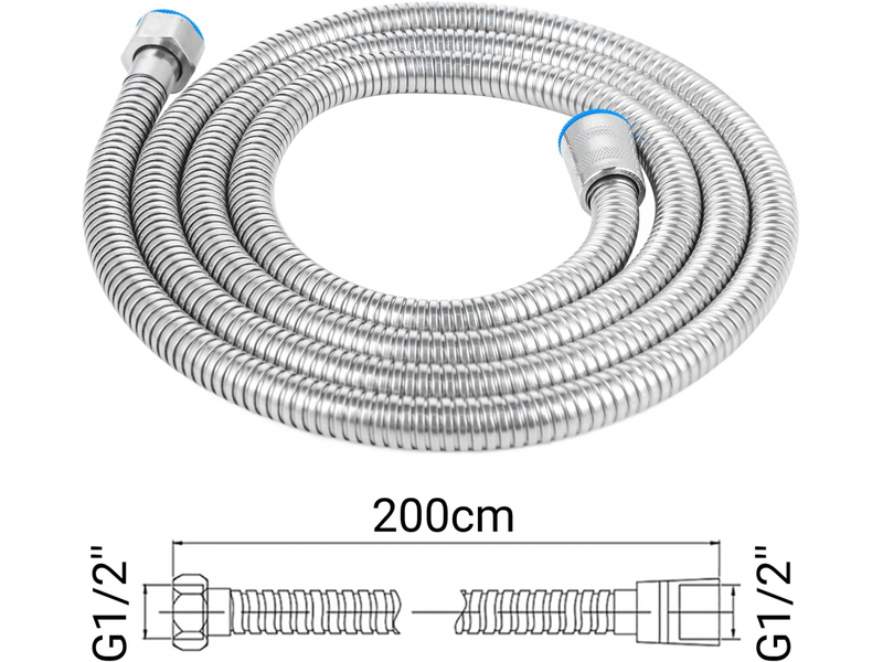  Tuyau de douche, tuyau de douche de 2 mètres, tuyau de douche en acier inoxydable, interface haute pression standard g12  - Conforama B