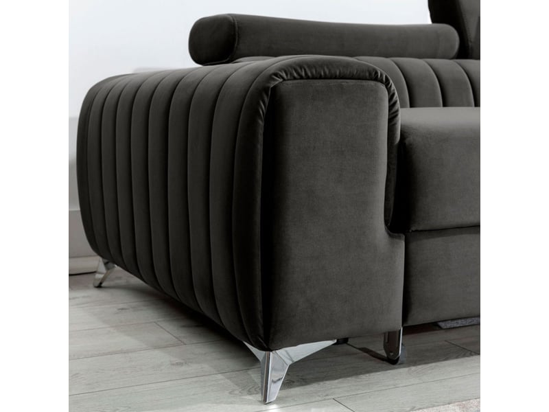  Canapé d'angle droit gris foncé convertible 3 places jayson grand confort  - Conforama C