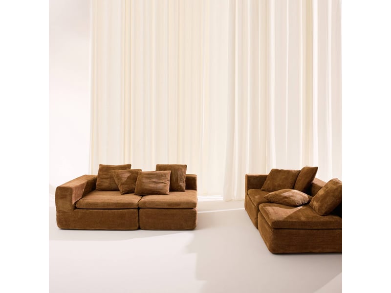  Canapé modulable tissu chenille 5 places terracotta - movi  - Conforama E