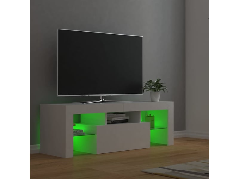  Meuble tv - banc tv - meuble de rangement avec lumières led blanc 120x35x40 cm  - Conforama D