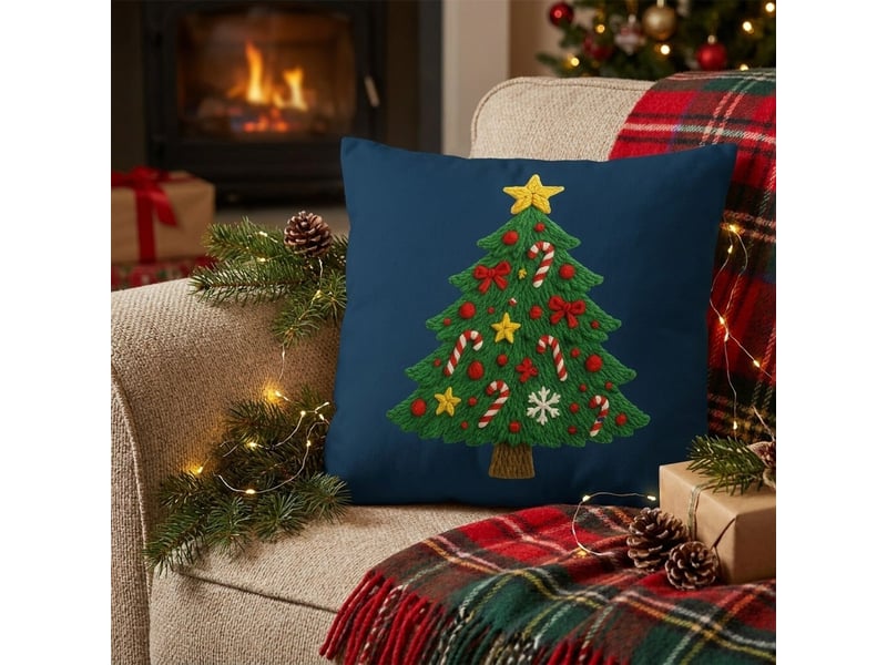 Housse de coussin de noël en polyester décoré 40x135 skifer - bleu  - Conforama B