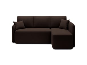 Canapé d'angle droit fixe MEUBLORAMA 3 places Polyester marron avec coffre de rangement