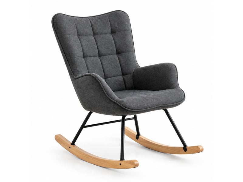 Fauteuil à bascule modenvie à dossier haut en velours gris foncé 67,5 x 65 x 95 cm - Conforama A